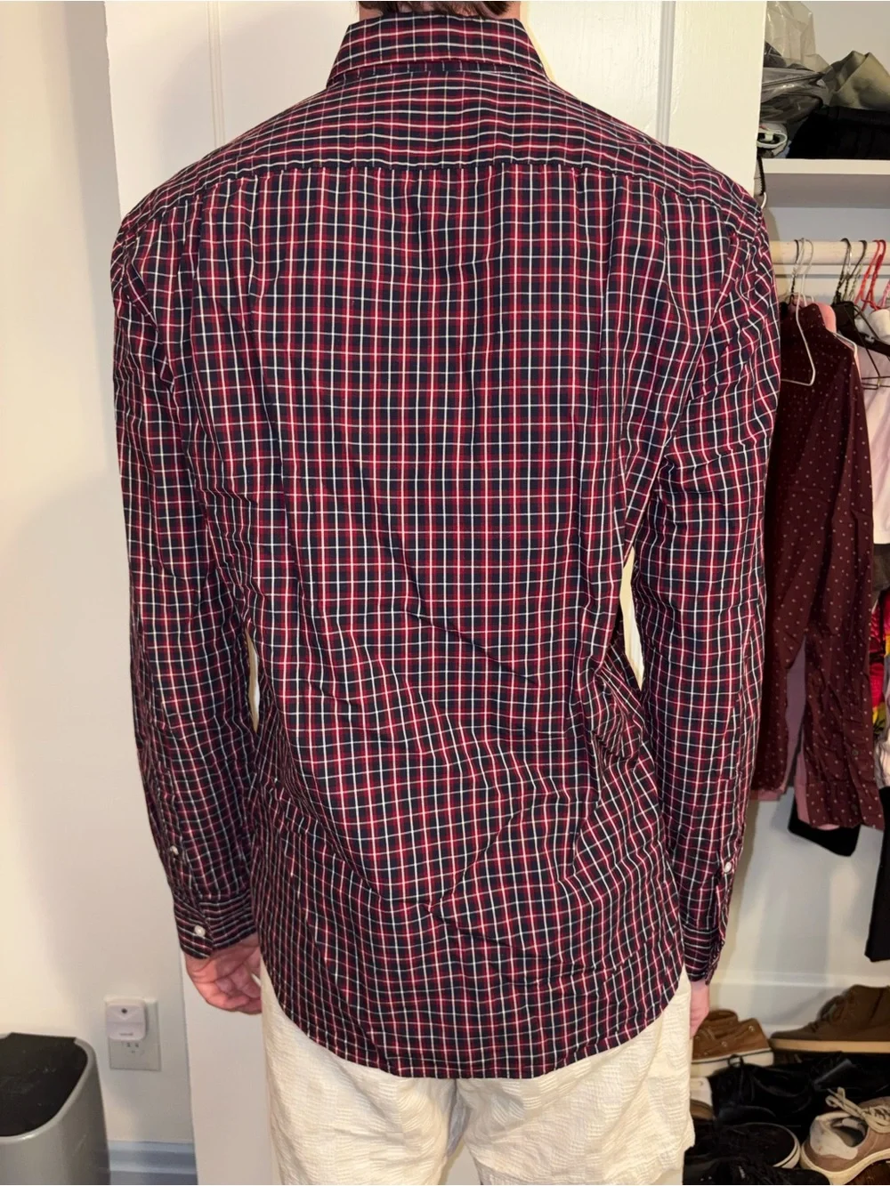 J. Crew Men's Black and Red Plaid Button-Down Shirt